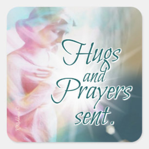 Angel Hugs Prayers Intention Beautiful Watercolor Square Sticker