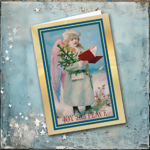 Angel Hymnal Holiday Tree Vintage Christmas Card