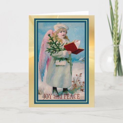 Angel Hymnal Holiday Tree Vintage Christmas Card