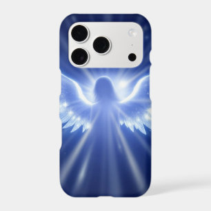 Angel iluminated with stars and Navy Blue iPhone 17 Pro Case