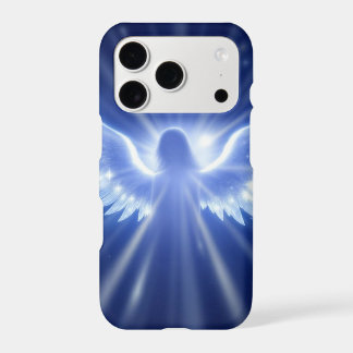 Angel iluminated with stars and Navy Blue iPhone 17 Pro Case