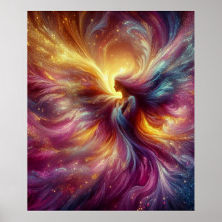 Angel in a Colorful Smoky Abstract Haze on Wall Poster