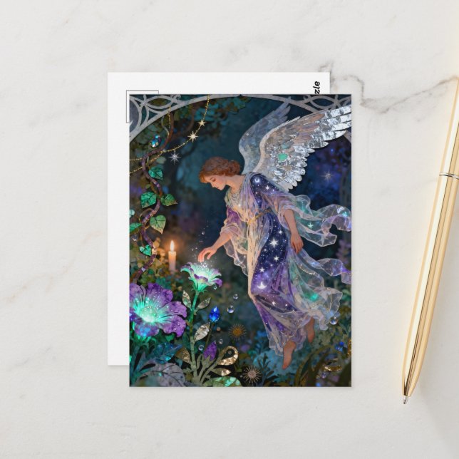 Angel in a Magical Healing Garden Postcard (Front/Back In Situ)