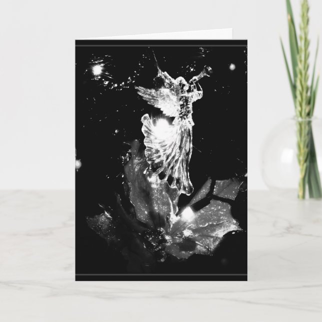 Angel in black and white Christmas card (Front)