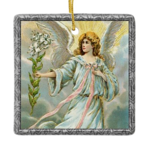 Angel In Blue Ceramic Ornament