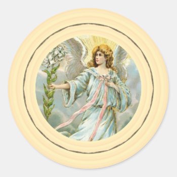 Angel In Blue Classic Round Sticker by justcrosses at Zazzle