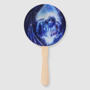 Angel in Blue Hand Fan