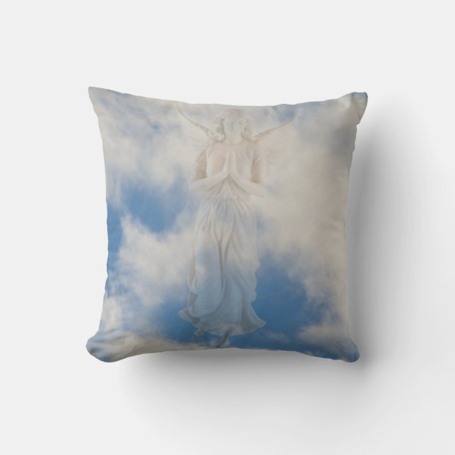 angel in blue heaven cloudy sky by healing love throw pillow (Front)