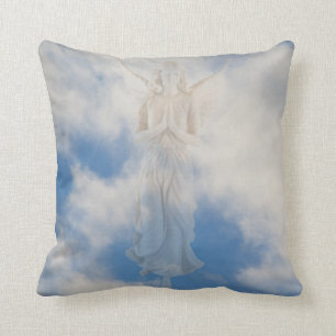 angel in blue heaven cloudy sky by healing love throw pillow