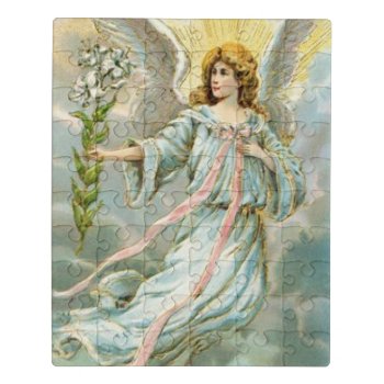 Angel In Blue Jigsaw Puzzle by justcrosses at Zazzle
