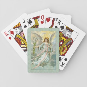 Angel In Blue Playing Cards by justcrosses at Zazzle