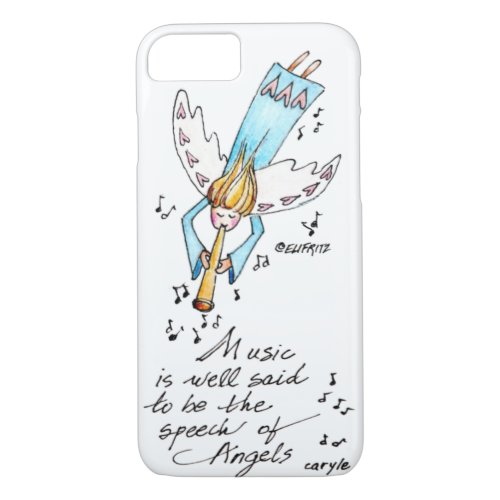 Angel in Blue Playing Music for Our Souls Drawing  iPhone 87 Case