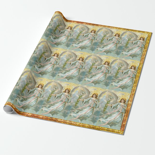 Angel In Blue Wrapping Paper (Unrolled)