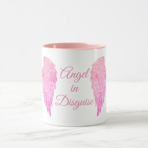 Angel in Disguise Pink Angel Wings Mug