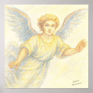 Angel in flight with a smile poster