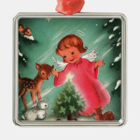 Angel In Forest Metal Ornament