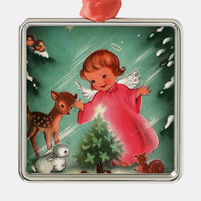 Angel In Forest Metal Ornament (Front)
