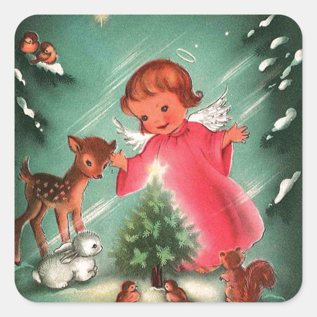 Angel In Forest Square Sticker (Front)