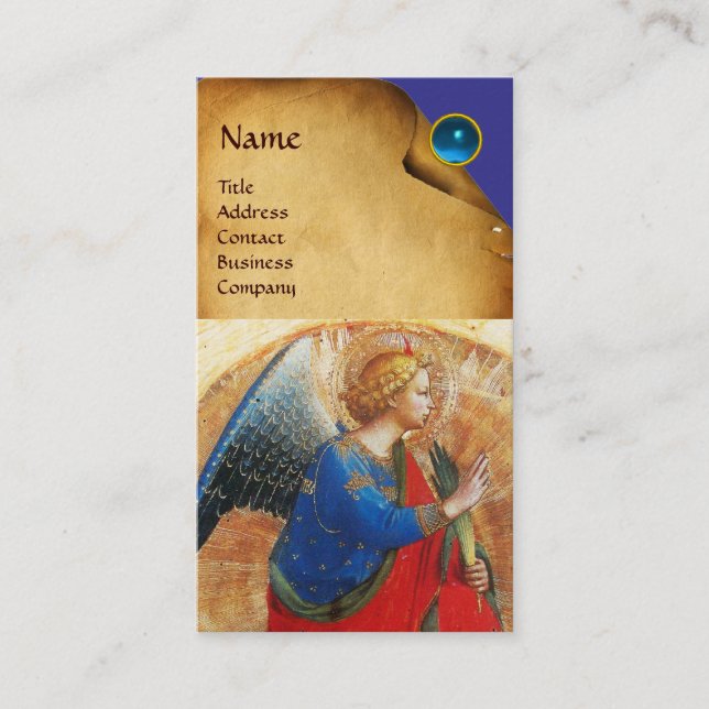 ANGEL IN GOLD RED AND BLUE BUSINESS CARD (Front)