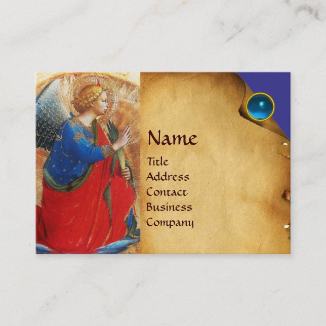 ANGEL IN GOLD RED AND BLUE BUSINESS CARD (Front)