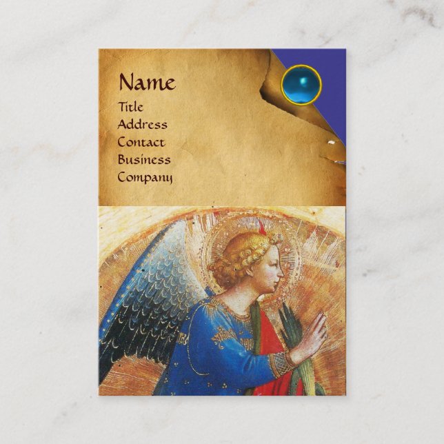 ANGEL IN GOLD RED AND BLUE BUSINESS CARD (Front)