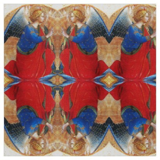 ANGEL IN GOLD RED AND BLUE FABRIC