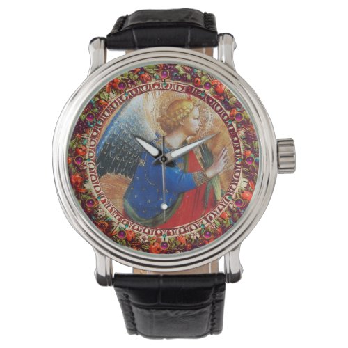 ANGEL IN GOLD RED AND BLUE FLORAL CROWN WITH GEMS WATCH