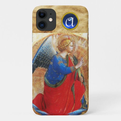 ANGEL IN GOLD RED AND BLUE GEMSTONE MONOGRAM iPhone 11 CASE