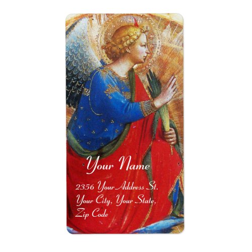 ANGEL IN GOLD RED AND BLUE LABEL