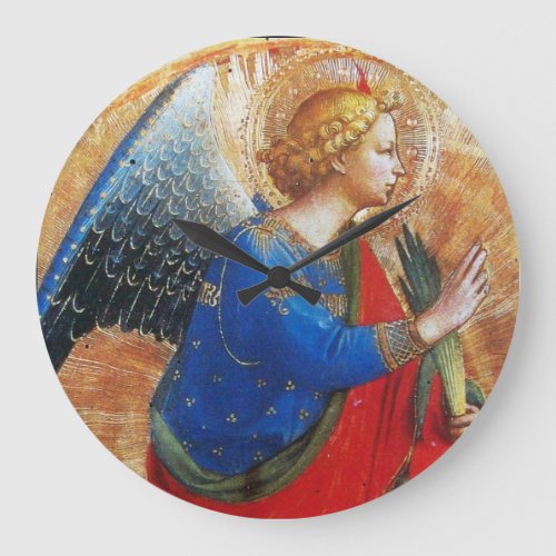 ANGEL IN GOLD RED AND BLUE LARGE CLOCK
