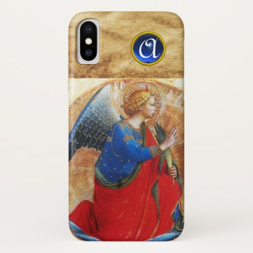ANGEL IN GOLD RED AND BLUE MONOGRAM iPhone X CASE