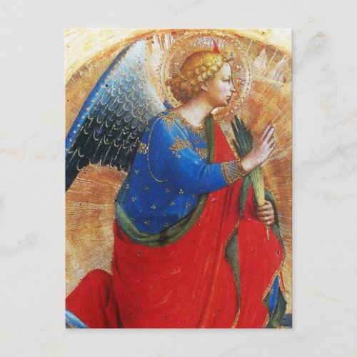 ANGEL IN GOLD RED AND BLUE POSTCARD