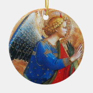 ANGEL IN GOLD RED AND BLUE, Sapphire Gem stone Ceramic Ornament