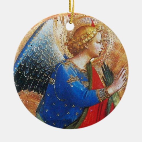 ANGEL IN GOLD RED AND BLUE Sapphire Gem stone Ceramic Ornament