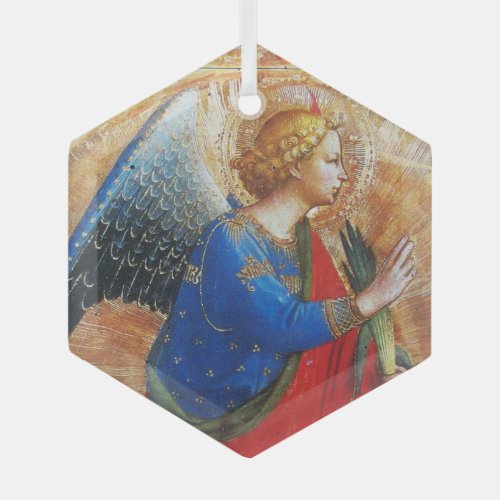 ANGEL IN GOLD RED BLUE Fra Beato Angelico Glass Ornament