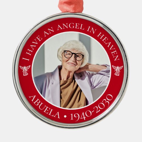 Angel in Heaven Abuela Memorial Photo Metal Ornament