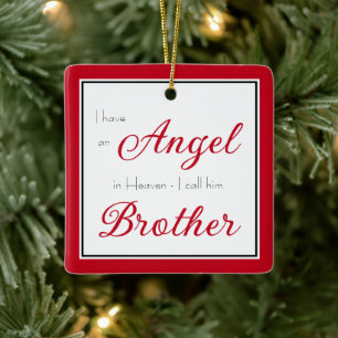 Angel in Heaven Brother Memorial Photo Ceramic Ornament