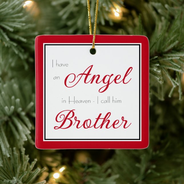 Angel in Heaven Brother Memorial Photo Ceramic Ornament (Tree)