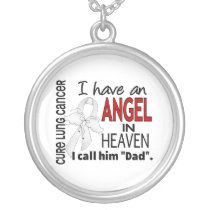 Angel In Heaven Dad Lung Cancer Silver Plated Necklace