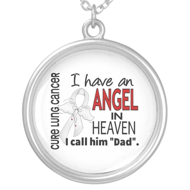 Angel In Heaven Dad Lung Cancer Silver Plated Necklace (Front)