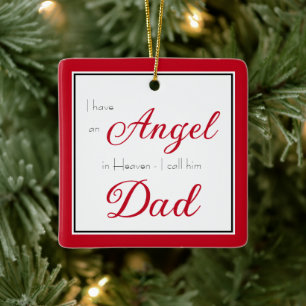 Angel in Heaven Dad Memorial Photo Ceramic Ornament