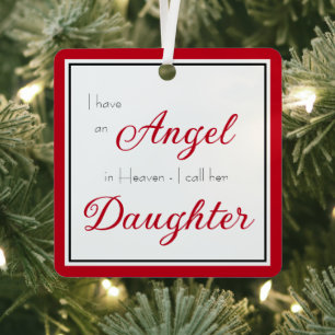 Angel in Heaven Daughter Memorial Photo Metal Ornament