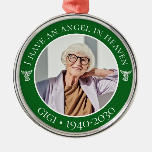 Angel in Heaven Gigi Memorial Photo Metal Ornament