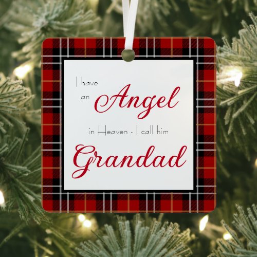 Angel in Heaven Grandad Memorial Photo Metal Ornament