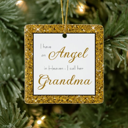 Angel in Heaven Grandma Memorial Photo Ceramic Ornament