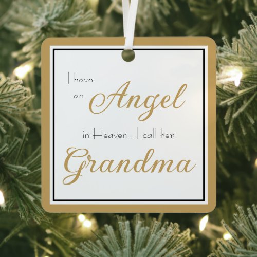 Angel in Heaven Grandma Memorial Photo Metal Ornament