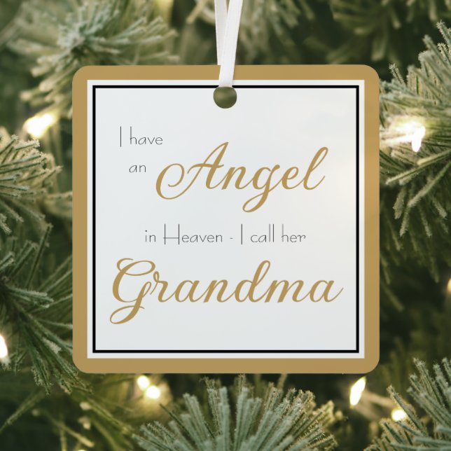Angel in Heaven Grandma Memorial Photo Metal Ornament (Insitu)