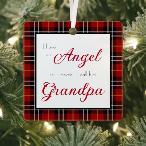 Angel in Heaven Grandpa Memorial Photo Metal Ornament