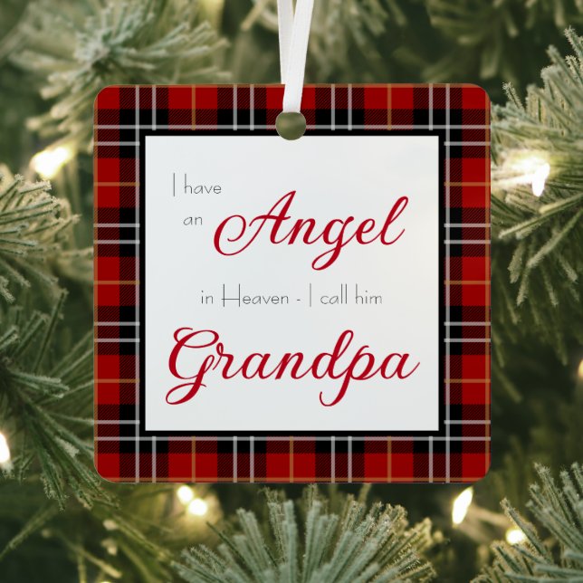 Angel in Heaven Grandpa Memorial Photo Metal Ornament (Insitu)