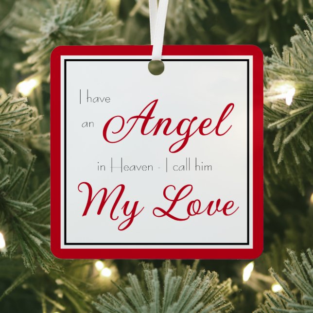 Angel in Heaven Husband Memorial Photo Metal Ornament (Insitu)